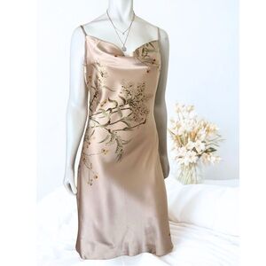 New Satin Cowl Neck Slip Dress Nightgown in Champagne Chemise